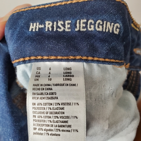 17) AMERICAN EAGLE OUTFITTERS Hi-Rise Jegging Distressed Wash Jeans Sz. 6 Long - Picture 3 of 5